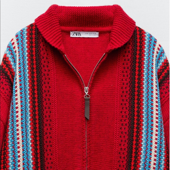 Zara knit jacquard jacket sweater small - Picture 2 of 4